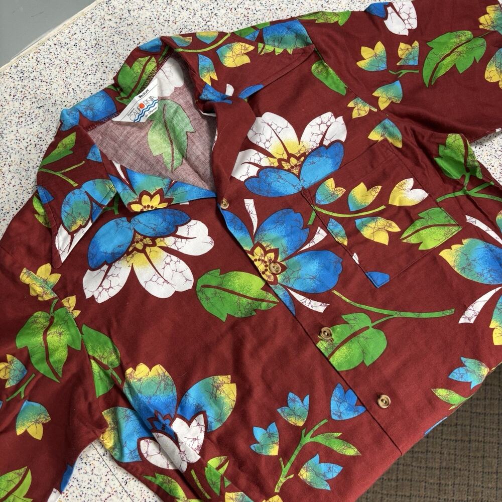 Vintage 70s JC PENNEY Men’s Hawaiian Button Down Shirt Style Medium Resort Palm